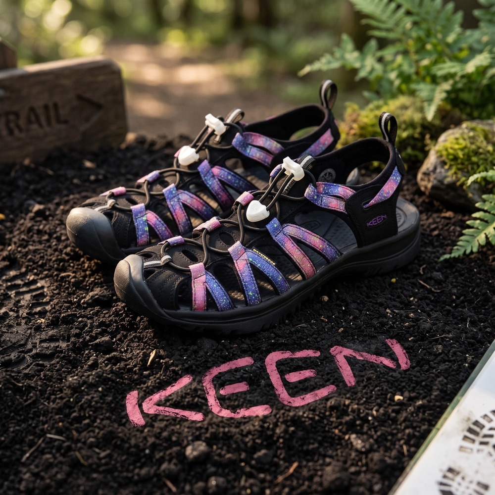 KEEN Whisper Black Cosmic Galaxy Waterproof Hiking Sandals 1025040 Womens 8